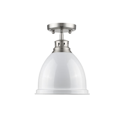 Duncan 1-light Flush Mount in Pewter and White shade