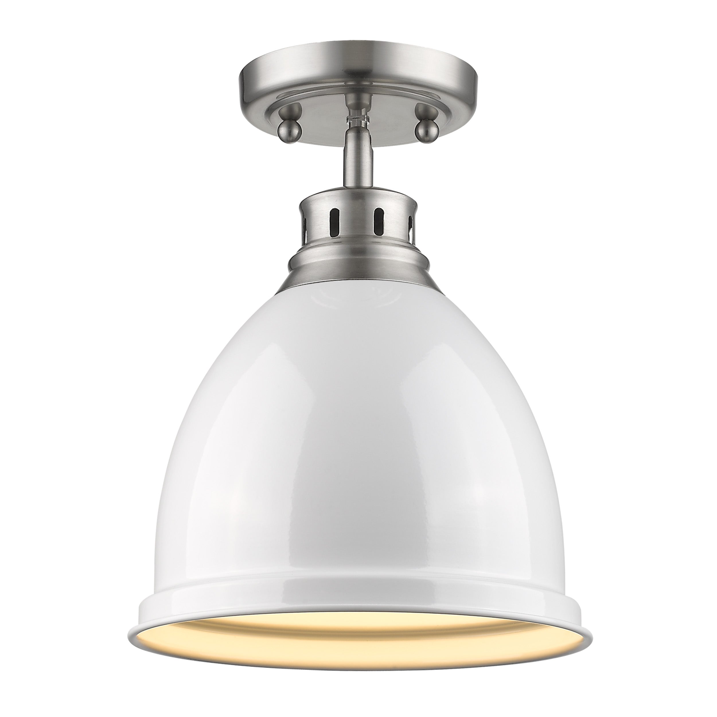 Duncan 1-light Flush Mount in Pewter and White shade