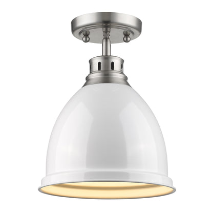 Duncan 1-light Flush Mount in Pewter and White shade