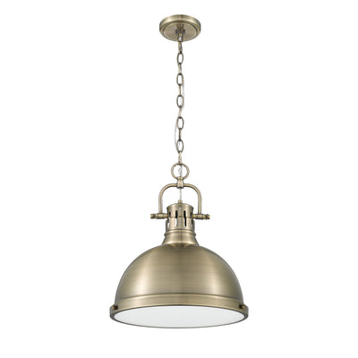 Yep by Golden Lighting Duncan 1-light 14in Chain Hung Pendant in Aged Brass - - Golden Lighting
