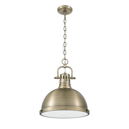 Yep by Golden Lighting Duncan 1-light 14in Chain Hung Pendant in Aged Brass - - Golden Lighting