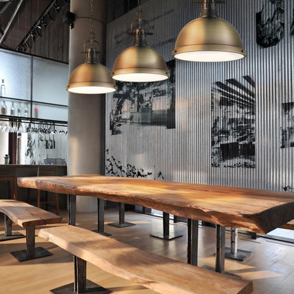 Yep by Golden Lighting Duncan 1-light 14in Chain Hung Pendant in Matte Black and Aged Brass shade - - Golden Lighting