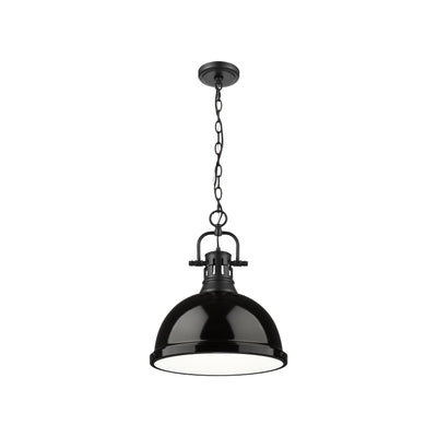 Yep by Golden Lighting Duncan 1-light 14in Chain Hung Pendant in Matte Black and Black shade - - Golden Lighting