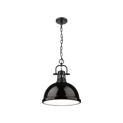 Yep by Golden Lighting Duncan 1-light 14in Chain Hung Pendant in Matte Black and Black shade - - Golden Lighting