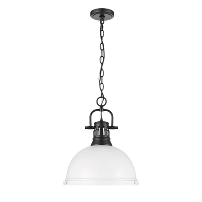 Yep by Golden Lighting Duncan 1-light 14in Chain Hung Pendant in Matte Black and Matte White shade - - Golden Lighting