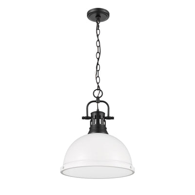Yep by Golden Lighting Duncan 1-light 14in Chain Hung Pendant in Matte Black and Matte White shade - - Golden Lighting