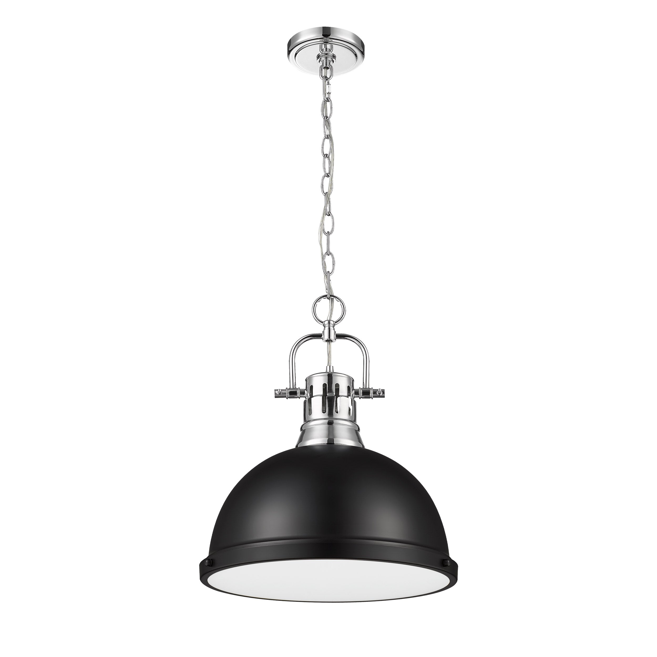 Yep by Golden Lighting Duncan 1-light 14in Chain Hung Pendant in Matte Black - - Golden Lighting