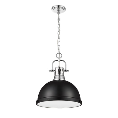 Yep by Golden Lighting Duncan 1-light 14in Chain Hung Pendant in Matte Black - - Golden Lighting