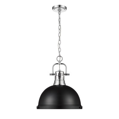Yep by Golden Lighting Duncan 1-light 14in Chain Hung Pendant in Matte Black - - Golden Lighting