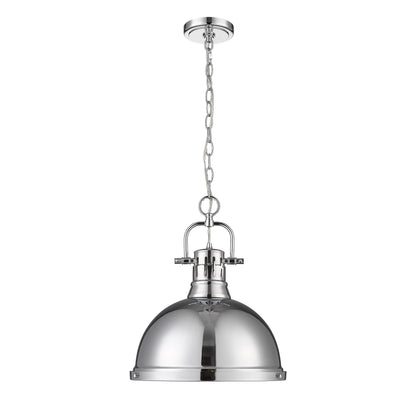 Yep by Golden Lighting Duncan 1-light 14in Chain Hung Pendant in Chrome - - Golden Lighting