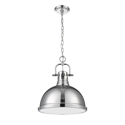 Yep by Golden Lighting Duncan 1-light 14in Chain Hung Pendant in Chrome - - Golden Lighting