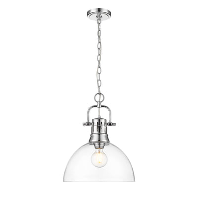 Yep by Golden Lighting Duncan 1-light 14in chain hung Pendant in Chrome and Clear Glass - - Golden Lighting