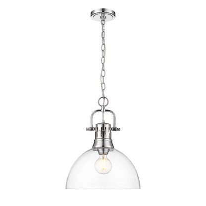 Yep by Golden Lighting Duncan 1-light 14in chain hung Pendant in Chrome and Clear Glass - - Golden Lighting