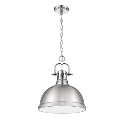 Yep by Golden Lighting Duncan 1-light 14in Chain Hung Pendant in Chrome and Pewter shade - - Golden Lighting