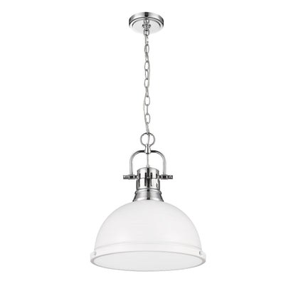 Yep by Golden Lighting Duncan 1-light 14in Chain Hung Pendant in Chrome and Matte White shade - - Golden Lighting