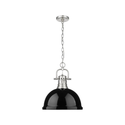 Yep by Golden Lighting Duncan 1-light 14in Chain Hung Pendant in Pewter and Black shade - - Golden Lighting