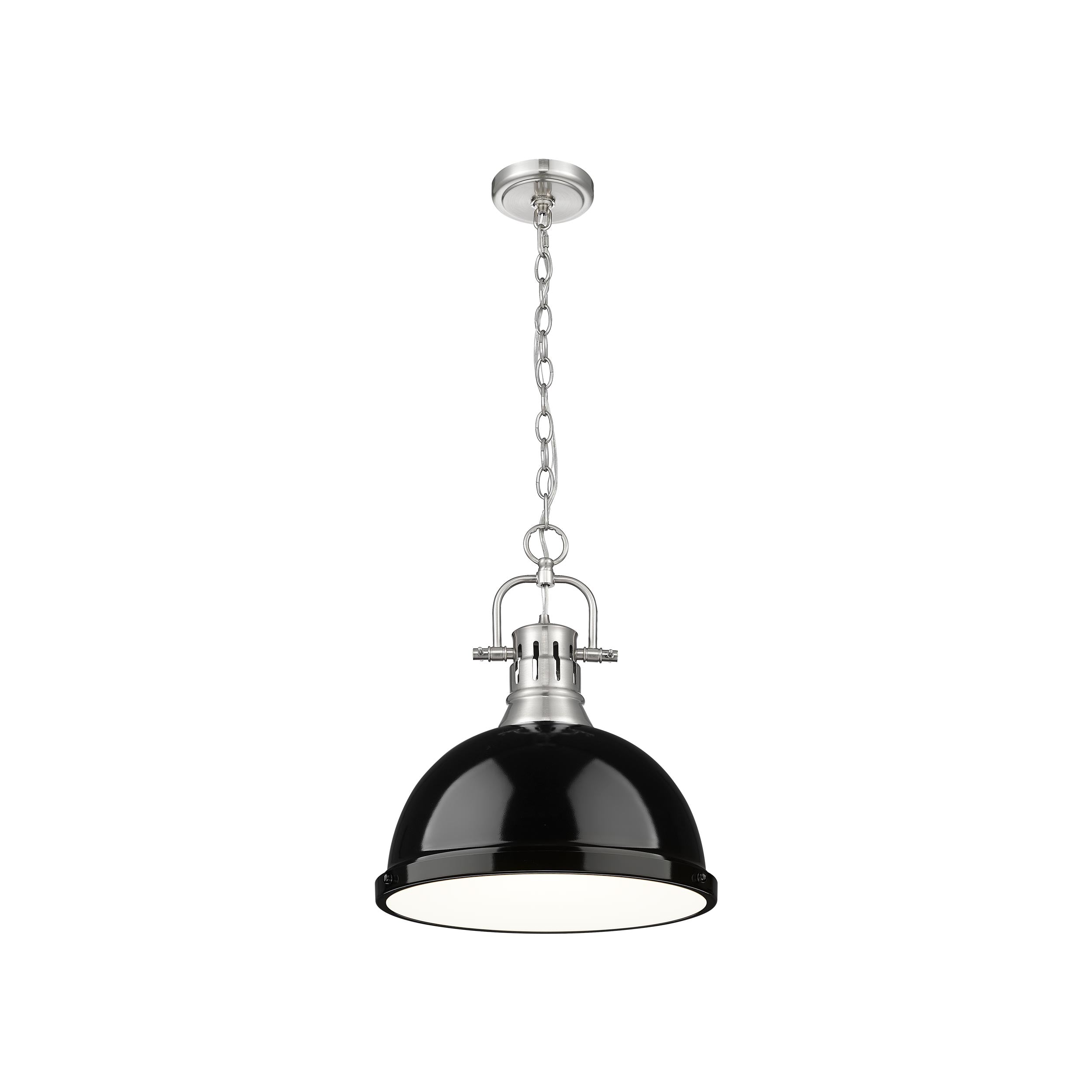 Yep by Golden Lighting Duncan 1-light 14in Chain Hung Pendant in Pewter and Black shade - - Golden Lighting