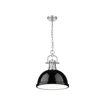 Yep by Golden Lighting Duncan 1-light 14in Chain Hung Pendant in Pewter and Black shade - - Golden Lighting