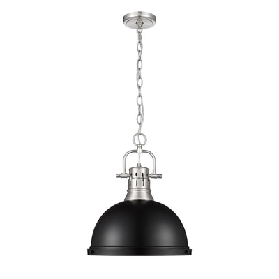 Yep by Golden Lighting Duncan 1-light 14in Chain Hung Pendant in Pewter and Matte Black shade - - Golden Lighting