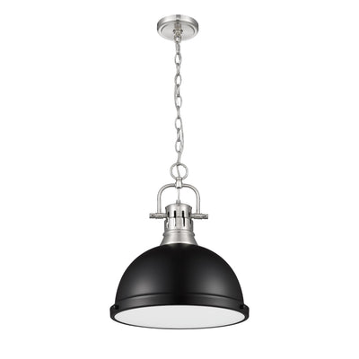 Yep by Golden Lighting Duncan 1-light 14in Chain Hung Pendant in Pewter and Matte Black shade - - Golden Lighting