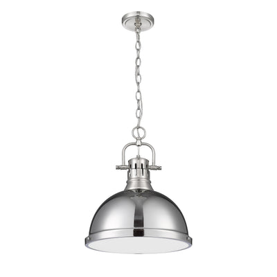 Yep by Golden Lighting Duncan 1-light 14in Chain Hung Pendant in Pewter and Chrome shade - - Golden Lighting