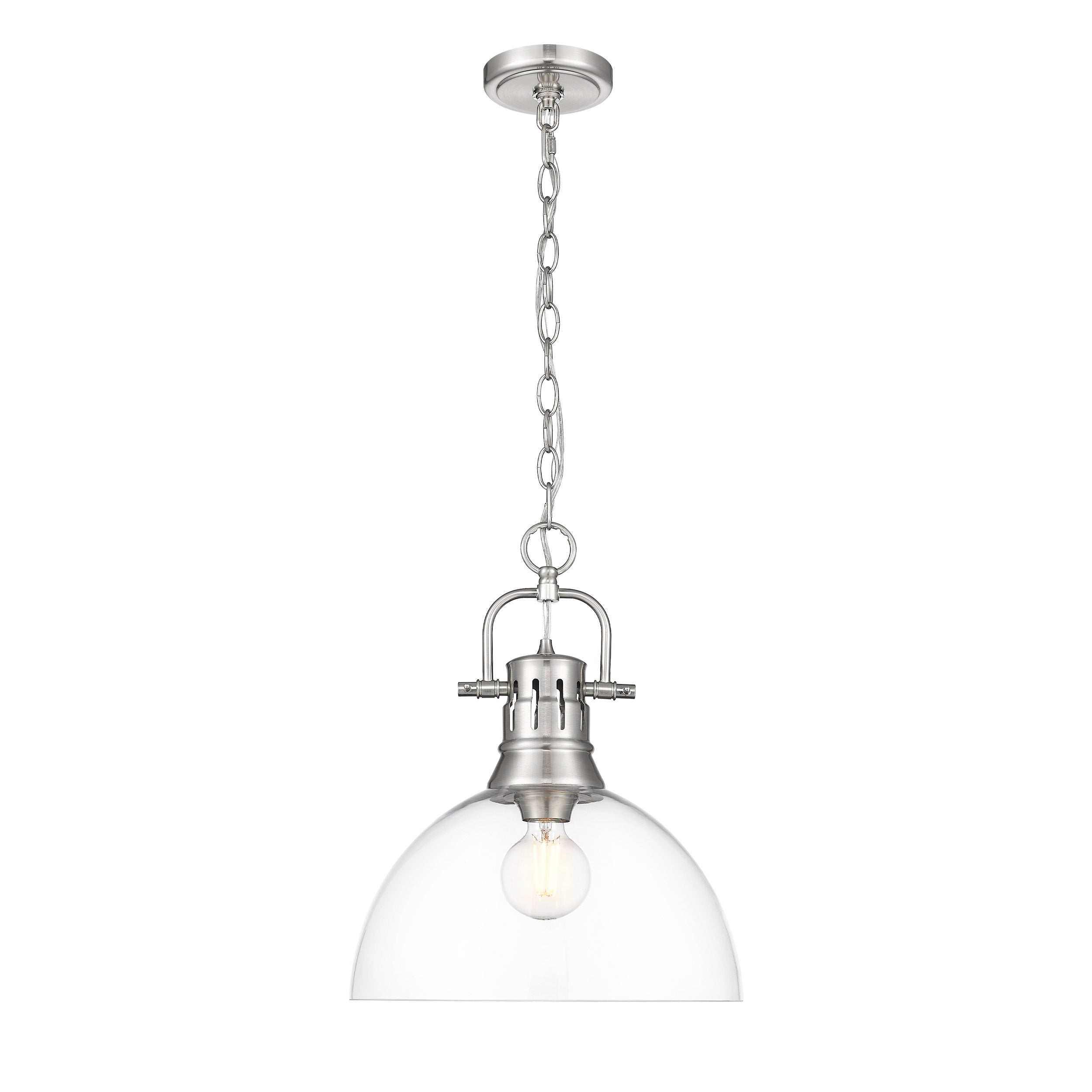 Yep by Golden Lighting Duncan 1-light 14in chain hung Pendant in Pewter and Clear Glass - - Golden Lighting