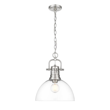 Yep by Golden Lighting Duncan 1-light 14in chain hung Pendant in Pewter and Clear Glass - - Golden Lighting