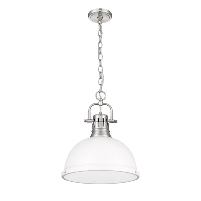 Yep by Golden Lighting Duncan 1-light 14in Chain Hung Pendant in Pewter and Matte White shade - - Golden Lighting