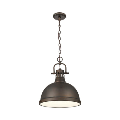 Duncan 1-light 14in Chain Hung Pendant in Rubbed Bronze - - Golden Lighting
