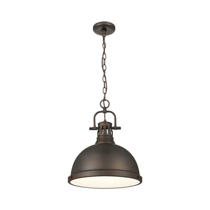 Duncan 1-light 14in Chain Hung Pendant in Rubbed Bronze - - Golden Lighting