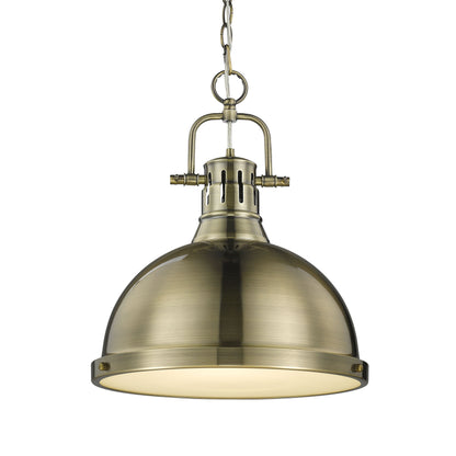 Yep by Golden Lighting Duncan 1-light 14in Chain Hung Pendant in Aged Brass - Default Title - Golden Lighting