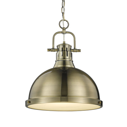 Yep by Golden Lighting Duncan 1-light 14in Chain Hung Pendant in Aged Brass