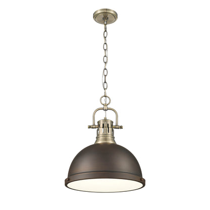 Duncan 1-Light Pendant with Chain in Aged Brass with Rubbed Bronze - Default Title - Golden Lighting