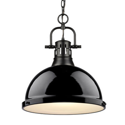 Yep by Golden Lighting Duncan 1-light 14in Chain Hung Pendant in Matte Black and Black shade - Default Title - Golden Lighting
