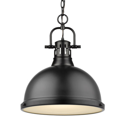 Yep by Golden Lighting Duncan 1-light 14in Chain Hung Pendant in Matte Black - Default Title - Golden Lighting