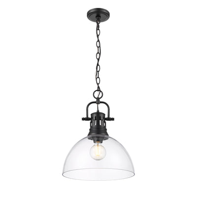 Yep by Golden Lighting Duncan 1-light 14in chain hung Pendant in Matte Black and Clear Glass - - Golden Lighting