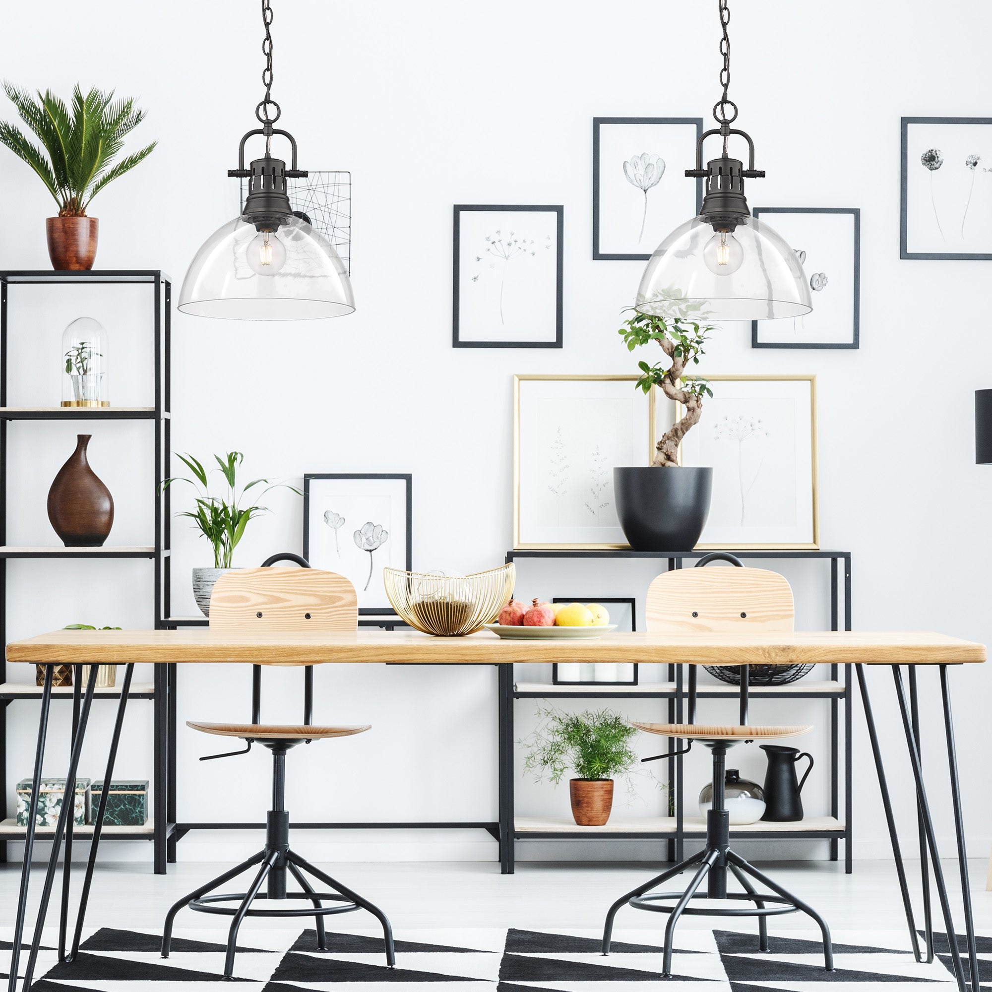 Duncan BLK 1 Light Pendant in Matte Black with Clear Glass Shade - Default Title - Golden Lighting