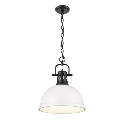 Yep by Golden Lighting Duncan 1-light 14in Chain Hung Pendant in Matte Black and Matte White shade - - Golden Lighting