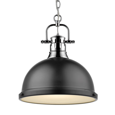 Yep by Golden Lighting Duncan 1-light 14in Chain Hung Pendant in Chrome and Matte Black shade - Default Title - Golden Lighting
