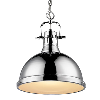 Yep by Golden Lighting Duncan 1-light 14in Chain Hung Pendant in Chrome - Default Title - Golden Lighting