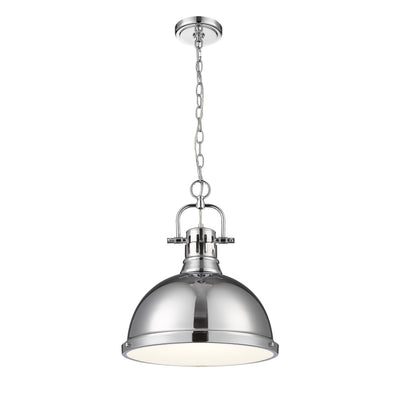 Yep by Golden Lighting Duncan 1-light 14in Chain Hung Pendant in Chrome - - Golden Lighting