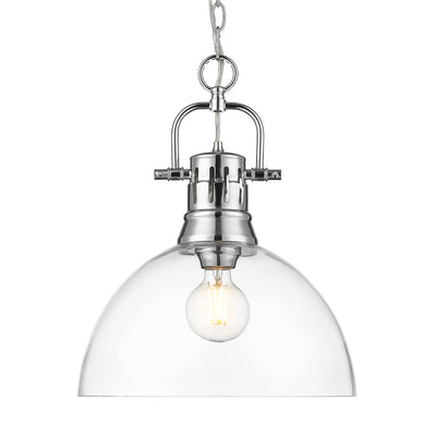 Yep by Golden Lighting Duncan 1-light 14in chain hung Pendant in Chrome and Clear Glass - Default Title - Golden Lighting
