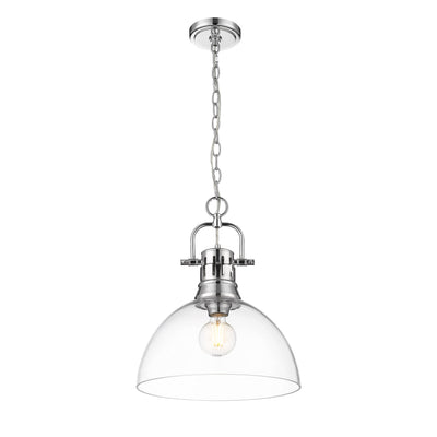 Yep by Golden Lighting Duncan 1-light 14in chain hung Pendant in Chrome and Clear Glass - - Golden Lighting