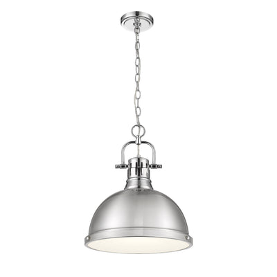 Yep by Golden Lighting Duncan 1-light 14in Chain Hung Pendant in Chrome and Pewter shade - - Golden Lighting