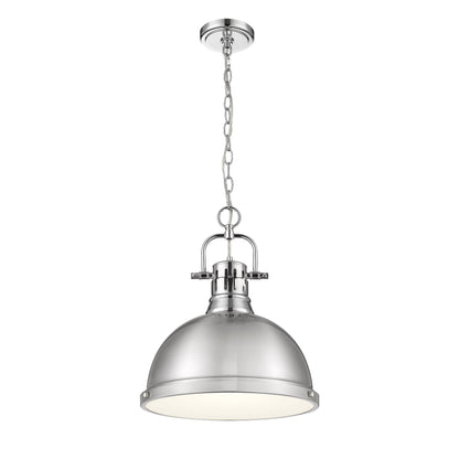 Duncan 1-Light Pendant with Chain in Chrome with Pewter - Default Title - Golden Lighting