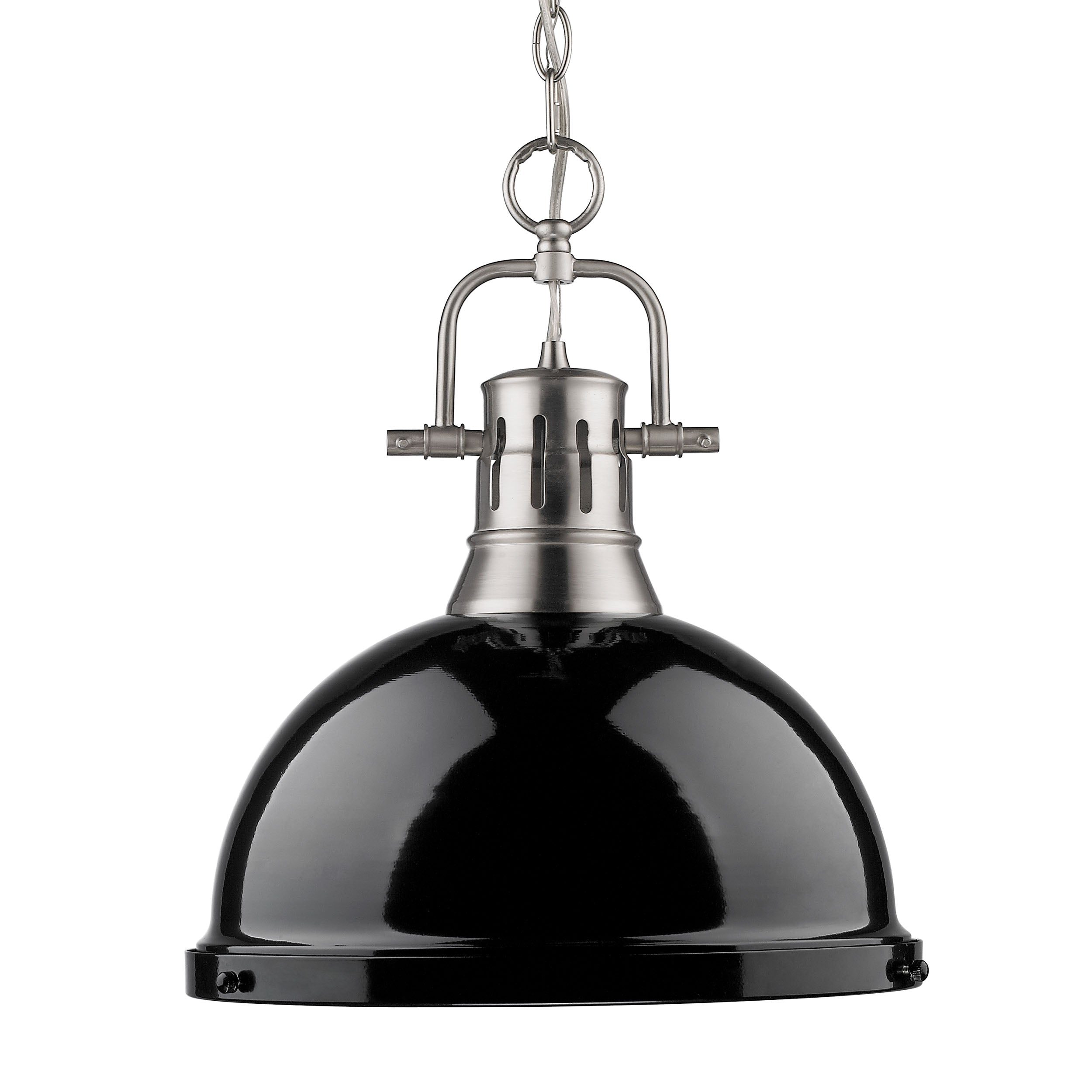 Yep by Golden Lighting Duncan 1-light 14in Chain Hung Pendant in Pewter and Black shade - Default Title - Golden Lighting