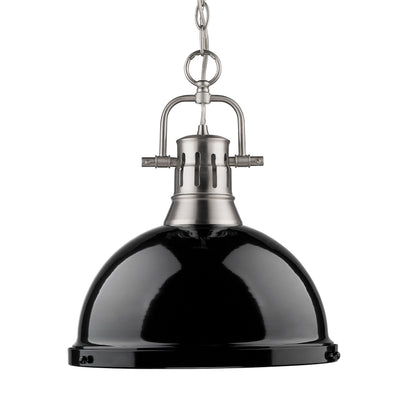 Yep by Golden Lighting Duncan 1-light 14in Chain Hung Pendant in Pewter and Black shade - Default Title - Golden Lighting