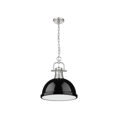 Yep by Golden Lighting Duncan 1-light 14in Chain Hung Pendant in Pewter and Black shade - - Golden Lighting