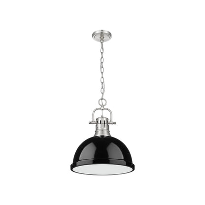 Duncan 1-Light Pendant with Chain in Pewter with Black - Default Title - Golden Lighting