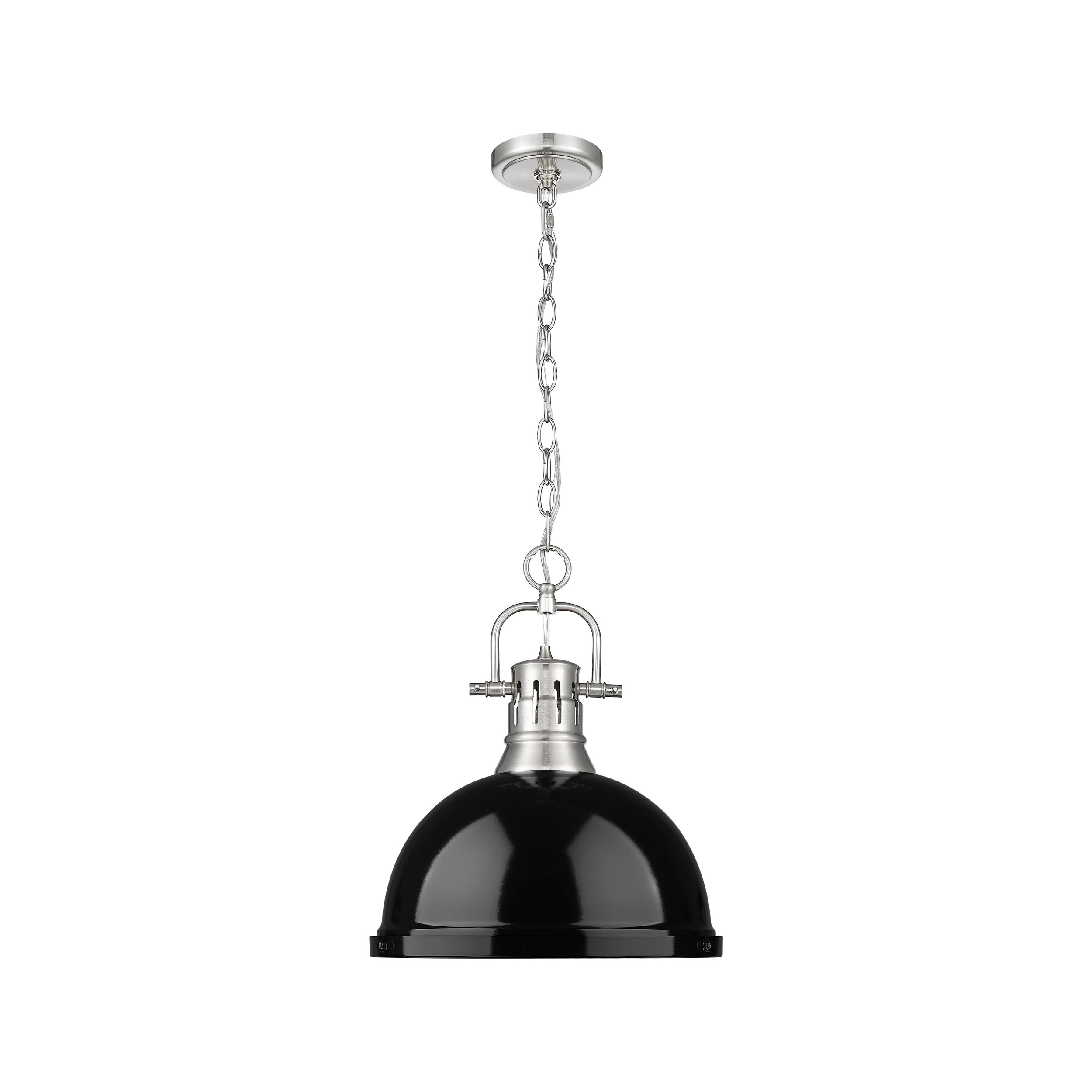 Duncan 1-Light Pendant with Chain in Pewter with Black - - Golden Lighting